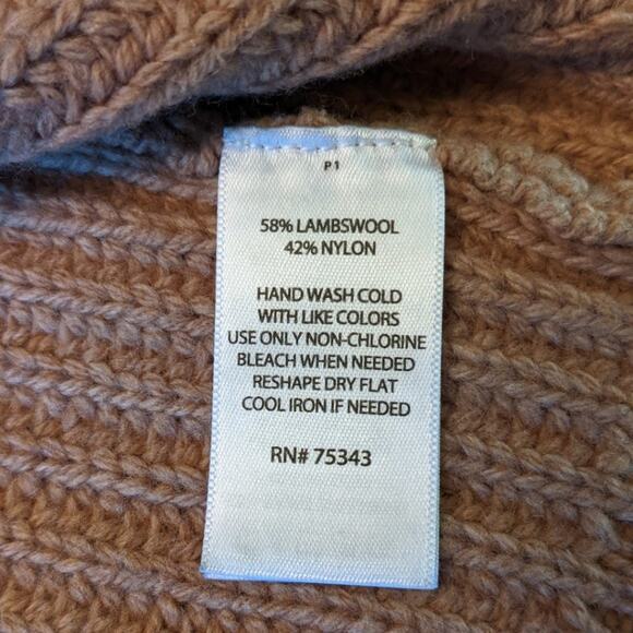 Max Studio Wool Ribbed Knit Camel Tan Cardigan Sweater Fall Winter Layering S - Picture 9 of 12